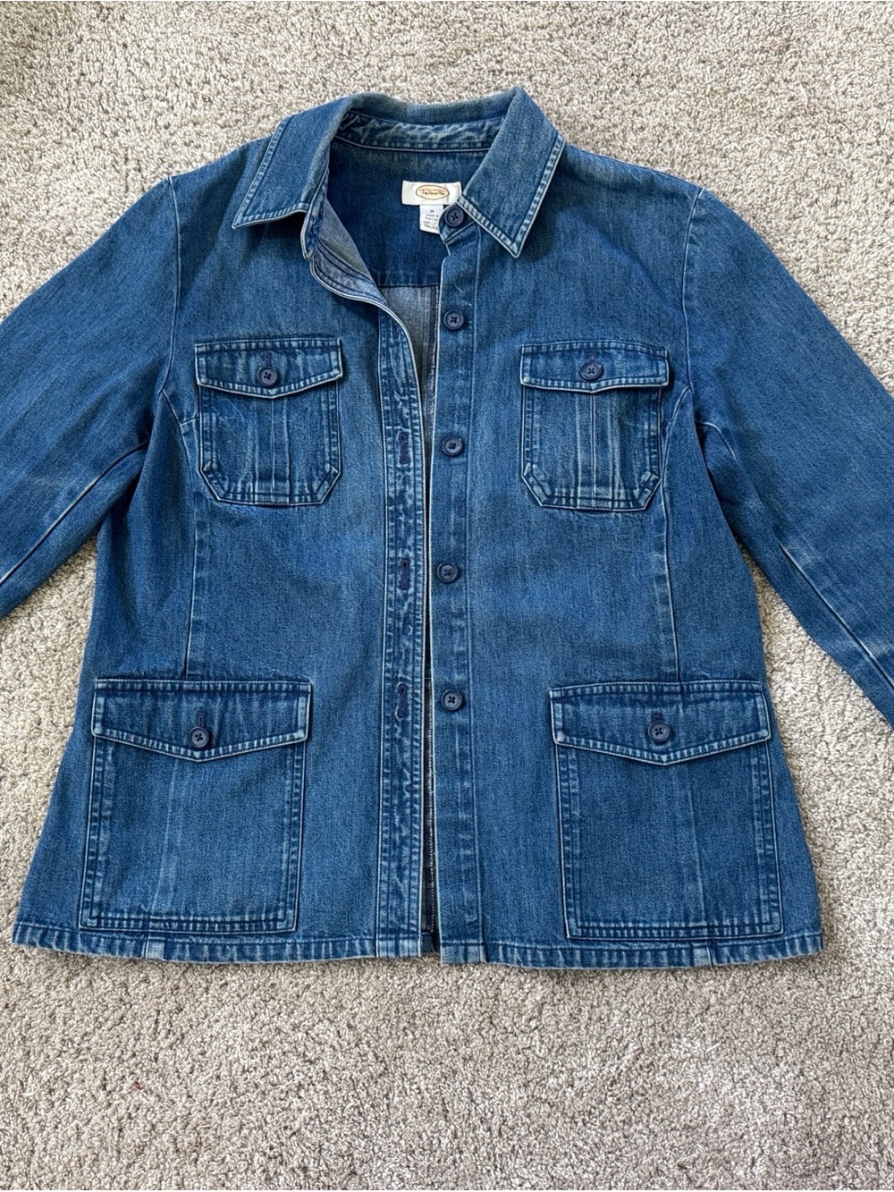 Talbots Dark Blue Denim Button-Front Jean Jacket, vintage, 100% cotton
